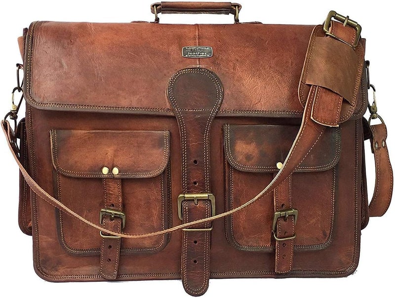 cuero DHK 14 Inch Vintage Handmade Leather Messenger Bag for Laptop Briefcase Best Computer Satchel Distressed Bag - Image 2